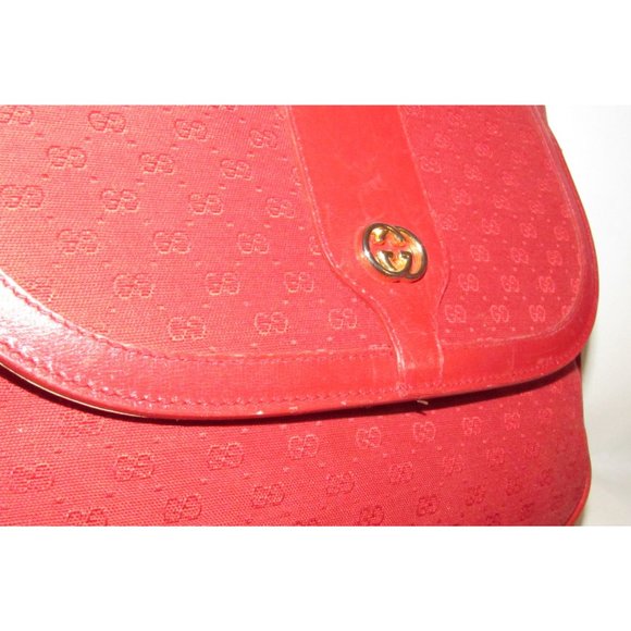 Vintage Gucci Red Micro Guccissima Print Canvas with Red Leather Crossbody - Picture 11 of 16